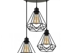 Corp de iluminat, vintage, lustra 3 pendule e27, negru, metal, II1959