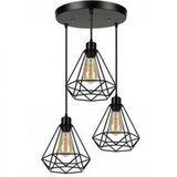 Corp de iluminat, vintage, lustra 3 pendule e27, negru, metal, II1959